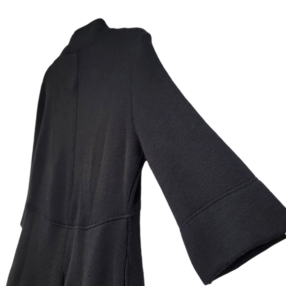 Lisa International Black Button Down Wool Blend 1/2 Sleeve Coat - Picture 13 of 14